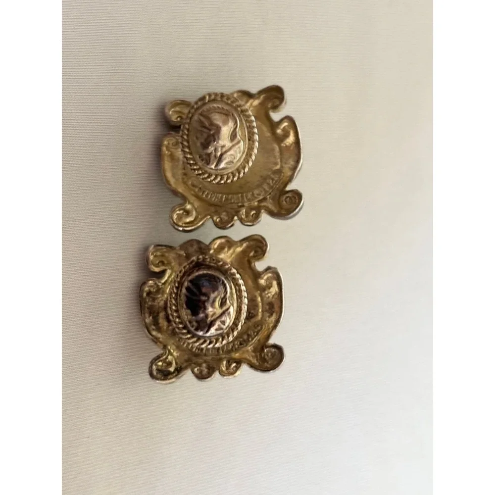 Stephen Dweck Sterling Silver 925 Carved‎ Green Agate Men's Cufflinks